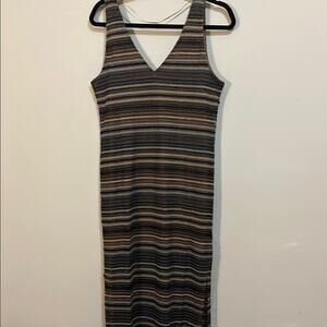 Hayden Los Angeles Brown and Tan Sleeveless V-Neck Sheath Maxi Dress NWT